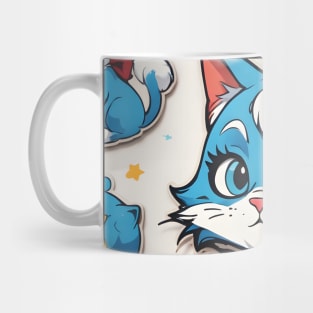 Cute Blue Cartoon Cat Pattern Mug